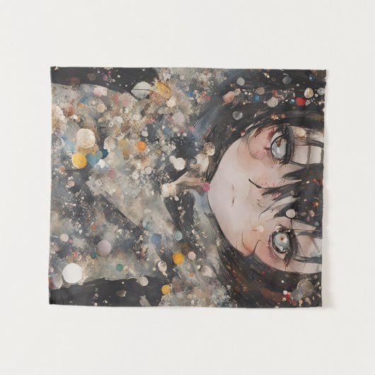 Anime Woman Collage Wandteppich (Vorderseite (Horizontal))