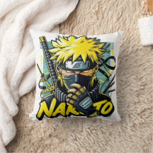 Anime-Wurfkissen – Held mit mutigem gelben Haar