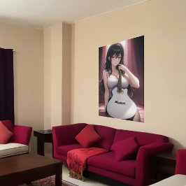 Anime young lady mit Gitarre | Art der AI Poster