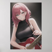 Anime young lady spielt Gitarre | AI Art Poster (Vorne)
