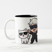 Anime-Zeichen und Blushing-Katze Zweifarbige Tasse (Links)
