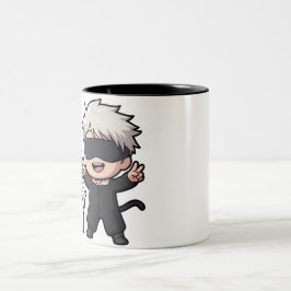 Anime-Zeichen und Blushing-Katze Zweifarbige Tasse