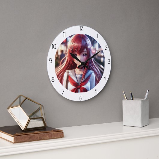 ANIMEMÄDCHEN GROßE WANDUHR (Büro)