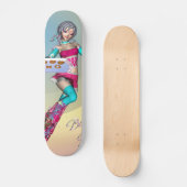 Animemädchen mit Plätzchen Skateboard (Vorderseite)