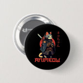 ANIMEOW Fun Niedlich Samurai Kawaii Cat Ninja Kost Button (Vorne & Hinten)