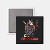 ANIMEOW Fun Niedlich Samurai Kawaii Cat Ninja Kost Magnet (Vorderseite/Rückseite)