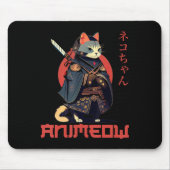 ANIMEOW Fun Niedlich Samurai Kawaii Cat Ninja Kost Mousepad (Vorne)