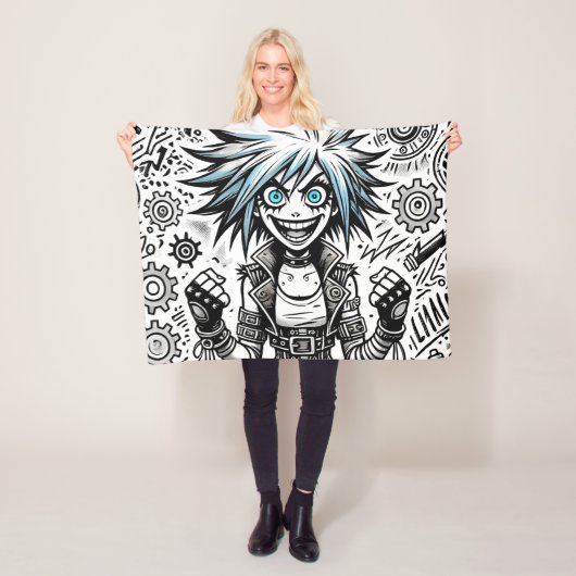 Animes Comic fröhliche Kunst Original blu_eyes bla Fleecedecke (Beispiel)