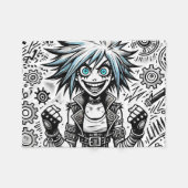 Animes Comic fröhliche Kunst Original blu_eyes bla Fleecedecke (Vorderseite (Horizontal))
