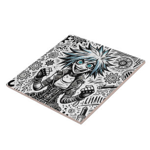 Animes Comic fröhliche Kunst Original blu_eyes bla Fliese