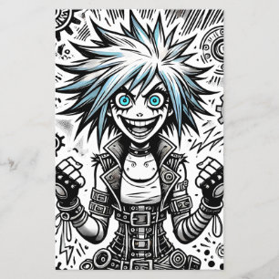 Animes Comic fröhliche Kunst Original blu_eyes bla Flyer