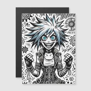 Animes Comic fröhliche Kunst Original blu_eyes bla Magnetkarte