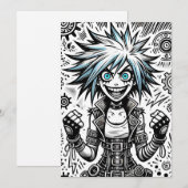 Animes Comic fröhliche Kunst Original blu_eyes bla Save The Date (Vorne/Hinten)