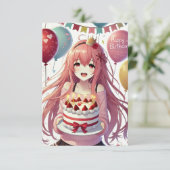 Animes Mädchen Geburtstag Personalisierte Benutzer Einladung (Stehend Vorderseite)