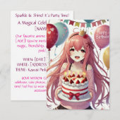 Animes Mädchen Geburtstag Personalisierte Benutzer Einladung (Vorne/Hinten)