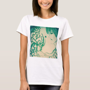 Animes Manga-grünes Monster mit traurigem Typ T-Shirt