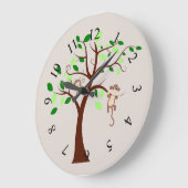 Animierte Affen, die an Baumzweigen hängen Große Wanduhr (Winkel)