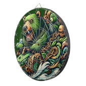 Animierte Bären fahren mit einem grünen Auto Dartscheibe (Vorderseite rechts)