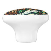 Animierte Bären fahren mit einem grünen Auto Keramikknauf (Seitenansicht)