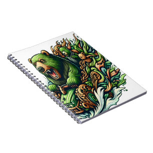 Animierte Bären fahren mit einem grünen Auto Notizblock