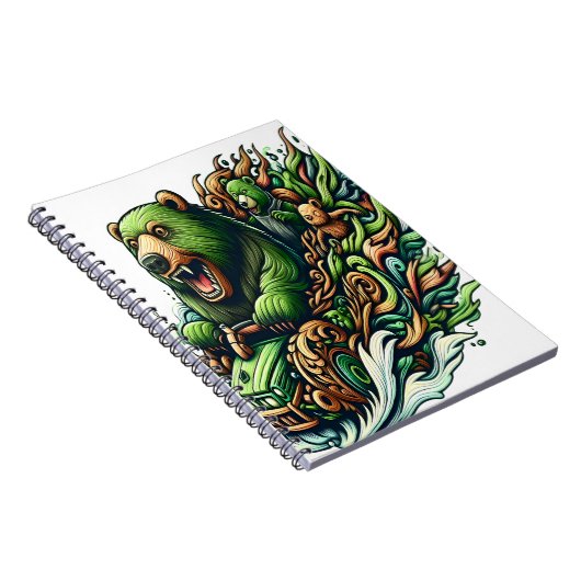 Animierte Bären fahren mit einem grünen Auto Notizblock (Rechte Seite)