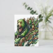 Animierte Bären fahren mit einem grünen Auto Postkarte (Stehend Vorderseite)