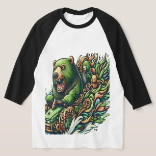 Animierte Bären fahren mit einem grünen Auto T-Shirt