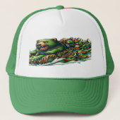 Animierte Bären fahren mit einem grünen Auto Truckerkappe (Vorderseite)