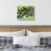 Animierte Bären Reiten eines grünen Autos in einer Leinwanddruck (Insitu (Schlafzimmer))