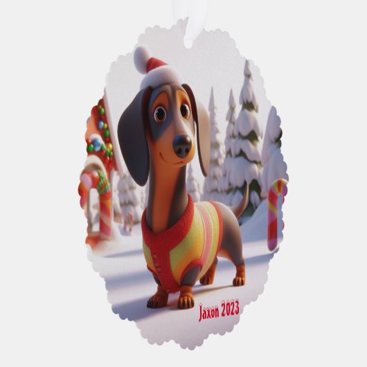 Animierte Dackel Ornament Karte (Rechts)