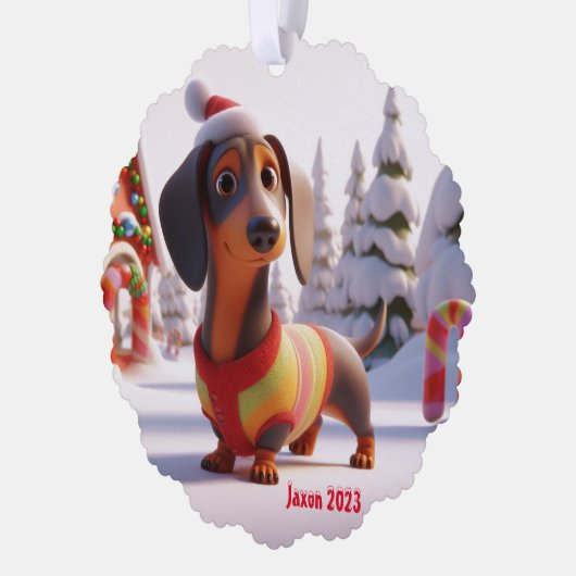 Animierte Dackel Ornament Karte (Links)