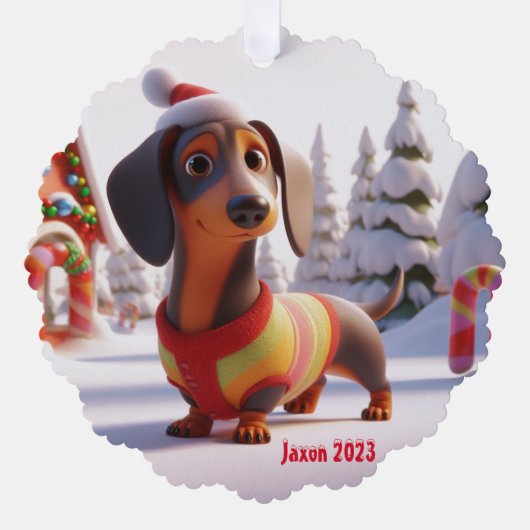 Animierte Dackel Ornament Karte (Vorderseite)