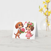 Animierte Dackel Valentine Card Karte (Gelbe Blume)