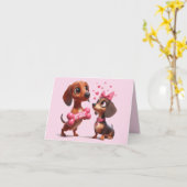 Animierte Dackel Valentine Card Karte (Gelbe Blume)