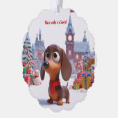 Animierte Dackel Welpe Ornament Karte (Links)