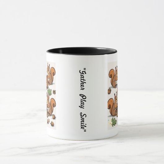 "Animierte Eichhörnchen sammeln Nuts" Tasse (Zentrum)