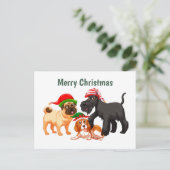 Animierte frohe Weihnachtshunde Postkarte (Stehend Vorderseite)