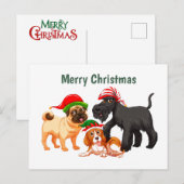 Animierte frohe Weihnachtshunde Postkarte (Vorne/Hinten)