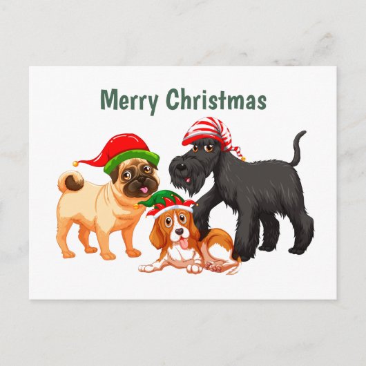 Animierte frohe Weihnachtshunde Postkarte (Vorderseite)