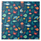 Animierte Hintergrundmuster des Meereslebens Fliese (Vorderseite)