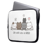 Animierte Katze Laptop-Sieb, Katzenliebhaber Custo Laptopschutzhülle (Vorderseite Links)