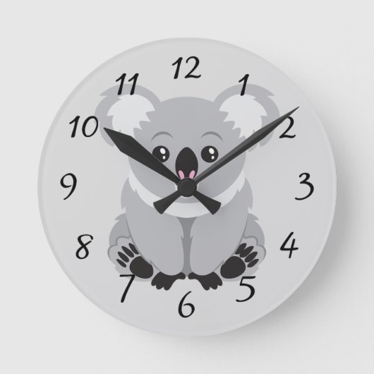 Animierte Koala-Bärenuhr Runde Wanduhr (Vorderseite)