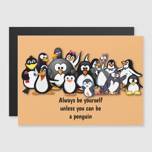 Animierte Pinguine Hintergrund Magnetkarte (Vorne/Hinten)