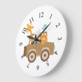 Animierte Safari-Tiere Große Wanduhr (Winkel)