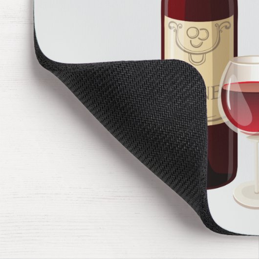 Animierte Weinflasche und Glasmausettel Mousepad (Ecke)