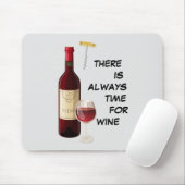 Animierte Weinflasche und Glasmausettel Mousepad (Mit Mouse)