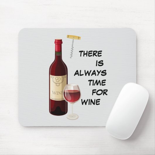 Animierte Weinflasche und Glasmausettel Mousepad (Mit Mouse)