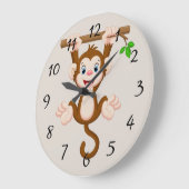 Animierter Affe am Zweig Große Wanduhr (Winkel)