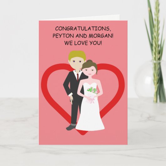 Animierter Blond Couple Wedday Herzlichen Glückwun Karte (Vorderseite)