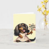 Animierter Dachshund Muttertag  Karte (Gelbe Blume)